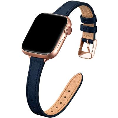 China Fashion\Quick Release 38mm 40mm 42mm Wrist 44mm Handmade Wholesale Popular Luxury Dress For Apple Watch Band Genuine French Leather Watch Band for sale