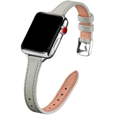 China Fashion\Luxury Popular Handmade Thin Leather Strap Dress Buckle For Apple Watch Genuine Leather Band Series 7 6 5 4 3 2 1 Se for sale