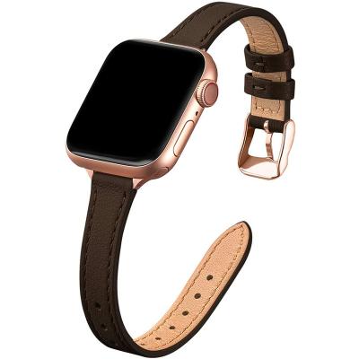 China Fashion\Luxury Leather Watch Band Hot Selling Replacement Luxury Popular Thin Strap Watch Bands Dress For Apple Watch Series 38mm 40mm 42mm 44mm for sale