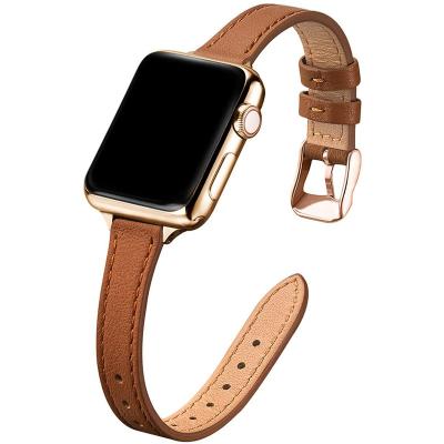 China Fashion\Dress Luxury Popular Leather Bands Compatible With Apple Watch 45mm 42mm 44mm 38mm 40mm, Smooth Slim Sturdy Genuine Leather Strap For Iwatch Se 7 6 5 4 for sale