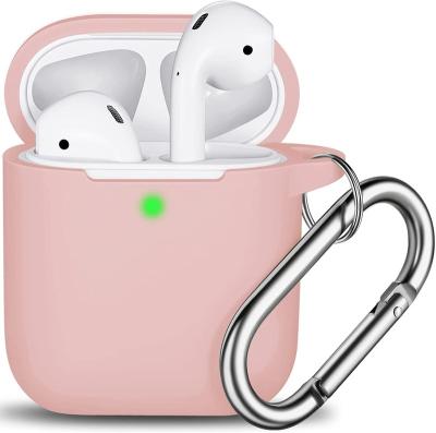 China For Airpods Protective Silicone Case for Airpods 1 2, Cover Device with Carabiner Hook Ring for sale