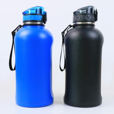 China Sustainable Buzzer 64oz Large Barrel Maker Half Gallon Stainless Steel Water Bottle With Pop Mouth Wide Lid for sale