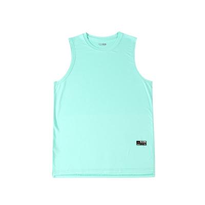 China Custom Solid Color Minimalist Sleeveless T-shirt Retro Anti-wrinkle Style Basketball Vest Loose T-shirt for sale