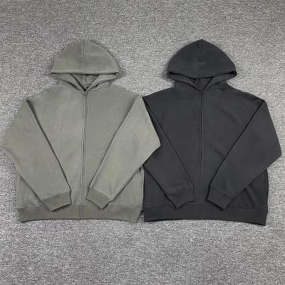 China 2023 Custom Cloth Solid Color Anti-Shrink Heavy Zipper Hoodie Men Women Zip High Quality Casual Loose Full Zipper Up Custom Sweatshirts for sale