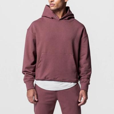 China 2023 Customs Anti-Shrink Boxy Fit Heavyweight Cropped Hoodies 100% None Drawstring Plain Heavy Hoodies Cotton Oversized Men's Hoodies for sale