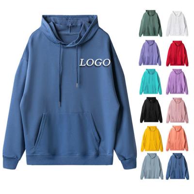 China 100% Solid Color Hoodies Men Logo Sweatshirts Oversized Hoodie Custom Embroidered Anti-Shrink High Quality Heavy Polyester Unisex Cotton for sale