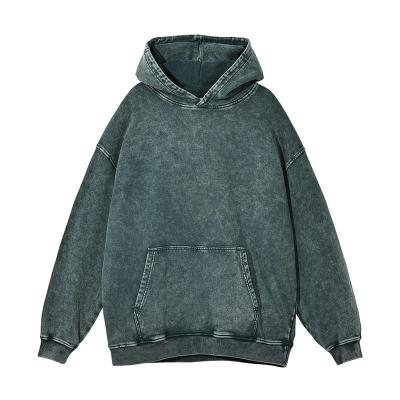 China Custom High Quality Anti Shrink Acid Wash White Mens Vintage Hoodies Sweatshirts 100% Oversized Acid Heavy Fleece for sale