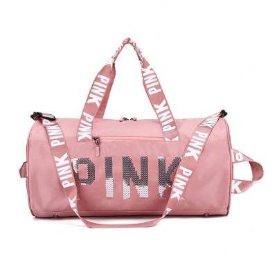 China Women's Pink Waterproof Custom Made Sports Fleece Fashion Leisure Travel Shoulder Tote Ladies Functional Gym Bag for sale