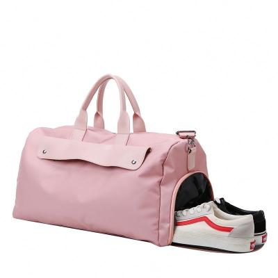 China Sports Shoulder Duffel Bag Pink Logo Custom Handbags Duffel Bag Waterproof Gym Shoe Pocket Duffel Bag Woman Waterproof for sale