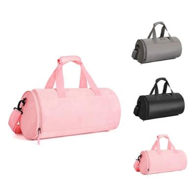 China Fashion Large Capacity Gym Sports Weekender Luggage Bag Outdoor Travel Pink Duffle With Shoes Compartment for sale