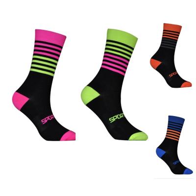 China MOQ Antibacterial Custom Small Stripes Contrast Color Cycling Socks for sale