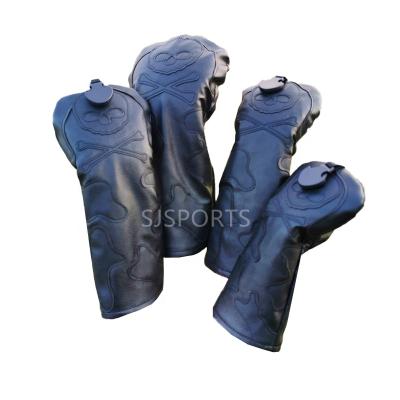 China 1 3 Waterproof and Dustproof Wood Leather UT Headcover 4pcs PU Golf Fairway Head Cover 5 Hybrid Golf Club Cover Golf Driver for sale