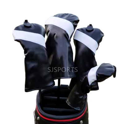 China Golf Club Waterproof and Dustproof PU Leather Cover Set Logo Golf Driver Wood Headcover OEM Custom Golf Fairway Hybrid Cover for sale