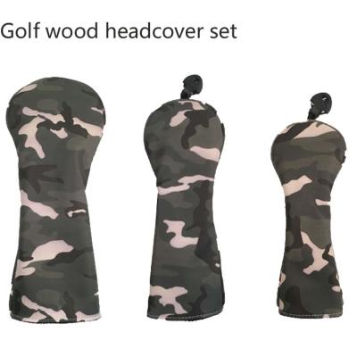 China Waterproof And Dustproof Camouflage Golf Clubs Headcovers Set For Wooden Golf Driver Fairway Utililty Protective Cover 3PCS 3Colors for sale