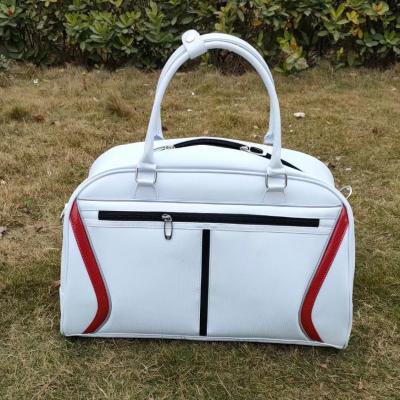 China For golf and outsports clothing bags golf boston bag with stripes leather travel duffel bag for clothes shoes custom golf duffel bags for sale