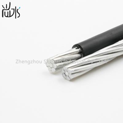 China Overhead 0.6/1kV ABC CABLE /ACSR bare neutral messenger/ AAC core cable Terrier wire 1x4awg+4awg duplex service drop Aerial Bundle Cable for sale