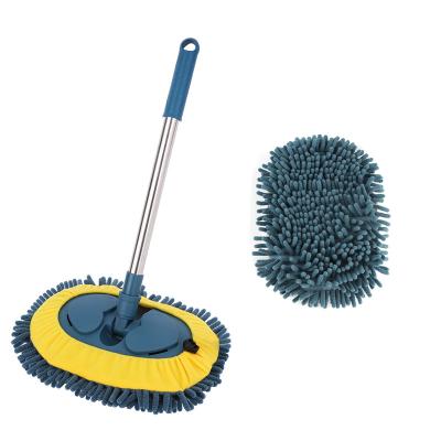 China 2021 New Viable Cleaning Tools Microfiber Chenille Telescopic Car Cleaning Mops for sale