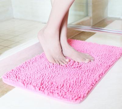 China Sustainable Bath Mat Chenille Bathroom Rug Machine Washable Anti-Slip Water Absorbent Soft Microfiber Mat for sale