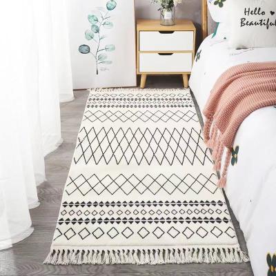 China Custom Washable Rug Bohemian Rectangular Tassel Cotton Rug Living Room Indoor Outdoor Bedroom for sale