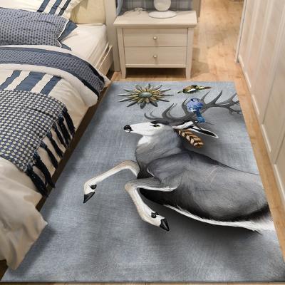 China Cartoon Dustproof Deer Carpet 3d Non-slip Floor Mat For Living Room for sale