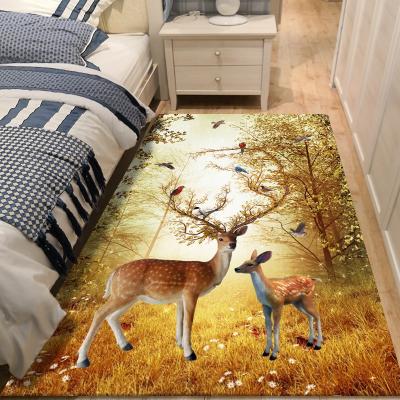 China Wholesale Hot Sale Digital Single Soft Print Forest And Deer Furry Carpet Dustproof for sale