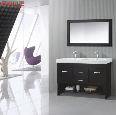 China Factory Wholesale Modern Lacquer Bathroom Vanity Modern Wall Hung or Floor Mounted Cabinet with Single or Double Resin Basin and Mirror for sale