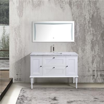 China American classic styled American simple classic styled bathroom cabinet with high cabinet melamine, under shiny pain, ceramic basin and smart mirror for sale