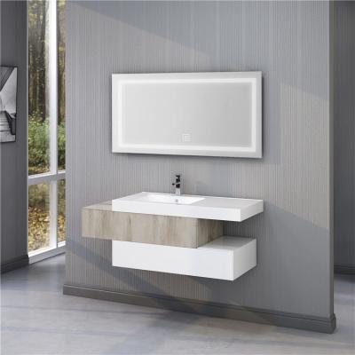 China Classic Styled Simple Classic Styled Bathroom Cabinet with Tall Cabinet Melamine, Under Glossy Pain, Ceramic Basin and LED Mirror for sale