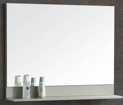 China Bright 4mm 5mm Modern Wall Mounted Bathroom Mirror With Wooden Shelf for sale