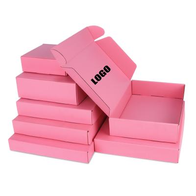 China Recyclable Custom Cardboard Box Packaging Maile Paper Boxes For Apparel Packiging Pink Small Shipping Boxes With Printing Logo for sale