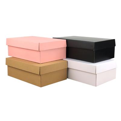 China Eco Recyclable Wholesale Printed Cardboard Boxes Packaging Boxes Fold Kraft Paper Sneaker With Custom Flat Pack Shoe Box for sale