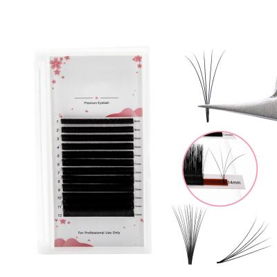 China Good Quality Dark Black Flat Lashes Split Extension 0.15 Tips Volume Lashes 0.20 Flat Individual Ellipse Faux Mink Eyelash Extensions for sale