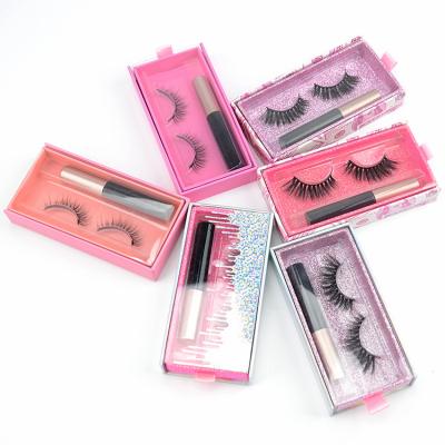 China Good Quality 5 Pairs / Set Magnetic False Lashes Repeat Use Lashes Waterproof Liquid Eyeliner With Tweezers Makeup Set for sale