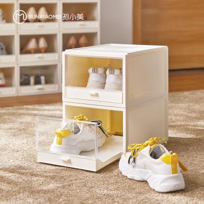 China Plastic Stackable Home Bin Storage Box Sneakers Shoes Organizer Viable Clear Space Case Easy Assembly for sale