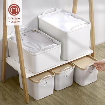 China Bedroom Clothing Storage Box Container Stackable Trash Cans Multifunctional Household Trash Can Small Storage Storage Box for sale