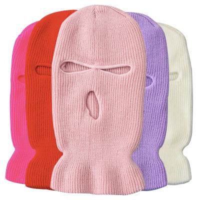 China breathable & Wholesale Waterproof Cheap Price Plain Knitted Full Face Cover 3 Hole Skull Ski Hats for sale