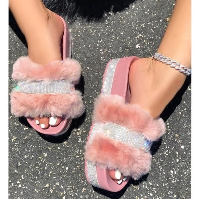 China Fashion Trend Design New Factory Slippers Woman Fashion Fur Warm Outdoor Slippers for sale