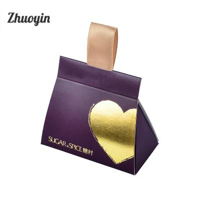 China New Europe Style Recyclable Gift Box Triangular Wedding Favors Candy Marble Paper Box For Wedding Chocolate Candy Gift for sale