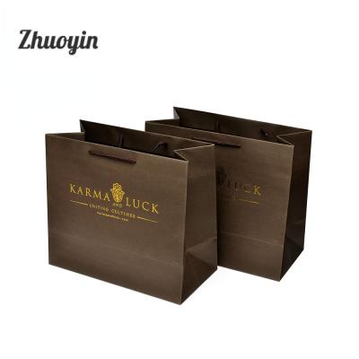 China Recyclable High Quality Custom Printing Black Color Paper Gift Bags With Rope Handle Recyclable for sale