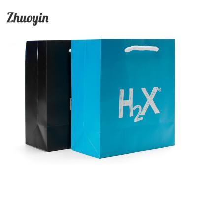 China Recyclable Custom Luxury Clothing Retail Shopping Bouquet Black Paper Bags With Logo Print for sale