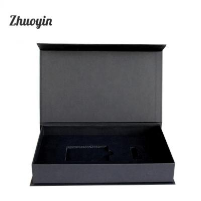 China Recyclable Fancy Material Cosmetic Black Cardboard Box With Inner Foam for sale