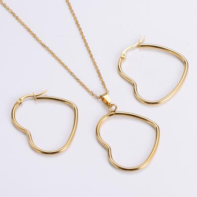 China KITI Japan South Korea New FASHIONABLE Wild Love Shape Ladies Stainless Steel Earrings Necklace Set for sale