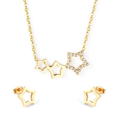 China KITI New Style Personality Temperament FASHIONABLE Star Set Diamond Necklace Earrings Suit Stainless Steel Pendant for sale