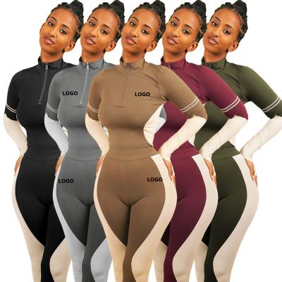 China Breathable Winter Fashion Plus Size Zipper Patchwork Ladies Jogging Suits Women's Activewear Set 2021 for sale