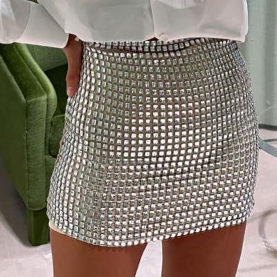 China New Collections Silver Sequin Skirt Glitter Anti-Static For Girls High Street Short Mini Skirts for sale