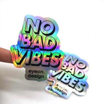 China Waterproof Custom Self Adhesive Irregular Shape Logo Stickers Label Screen Printing Holographic Die Cut Laser Hologram Vinyl Stickers for sale