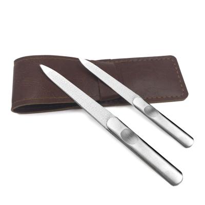 China 2pcs/set with best set of leather bag stainless steel nail files for natural nails for sale