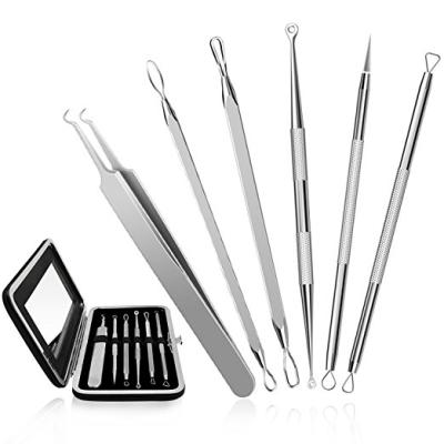 China New Acne Treatment Stainless Steel 6pcs Seal Comedone Extractor Kit Closed Loop Extractor Blackhead Remover Tool for sale