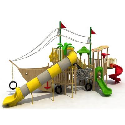 China Natural Bamboo Wooden Amusement Park Slides/Outdoor Playground Theme Party Outdoor Playground For Kids for sale