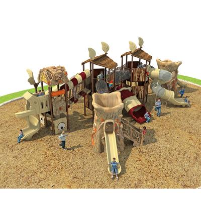 China Amusement Park / Outdoor Playground Factory Custom Design Natural Wooden Child Outdoor Playground Slides For Sale for sale